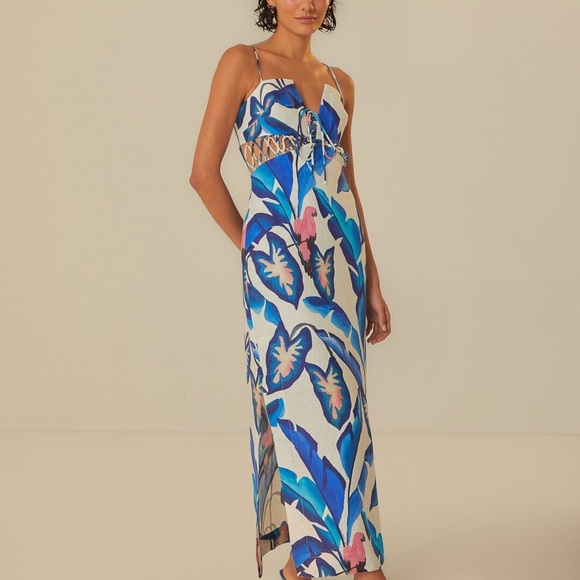 FARM Rio Linen Foliage Dress Large new without tags. - Picture 2 of 4